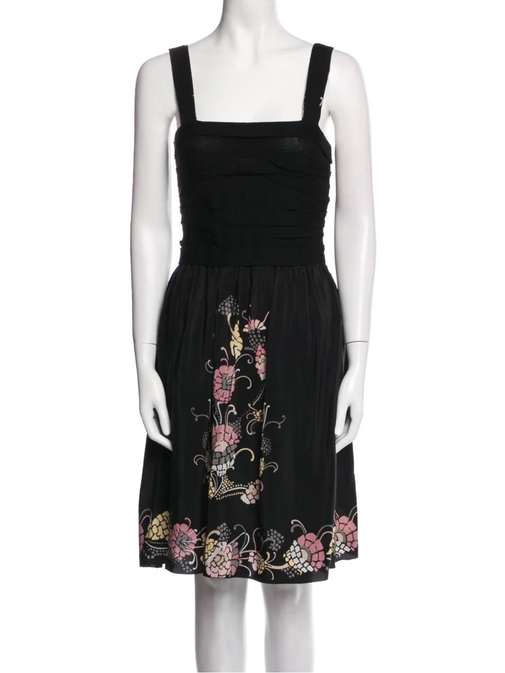 Missoni Black Midi Dress with Pink and Gold Floral Embroidery